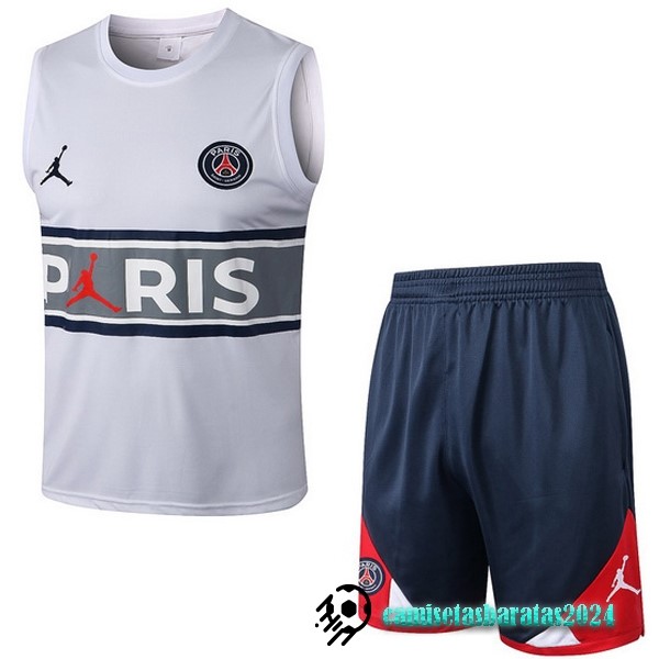 Replicas Entrenamiento Sin Mangas Conjunto Completo Paris Saint Germain 2022 2023 Blanco Gris Azul