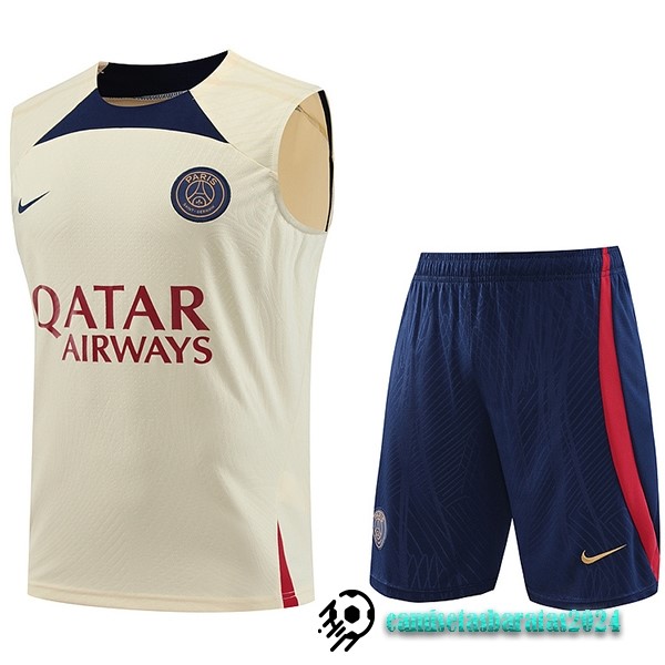 Replicas Entrenamiento Sin Mangas Conjunto Completo Paris Saint Germain 2023 2024 Amarillo Azul