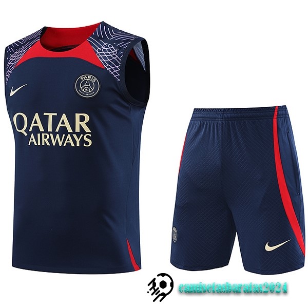 Replicas Entrenamiento Sin Mangas Conjunto Completo Paris Saint Germain 2023 2024 Azul Rojo Purpura