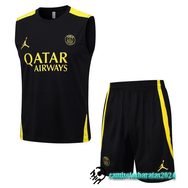 Replicas Entrenamiento Sin Mangas Conjunto Completo Paris Saint Germain 2023 2024 Negro Amarillo