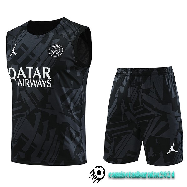 Replicas Entrenamiento Sin Mangas Conjunto Completo Paris Saint Germain 2023 2024 Negro Gris