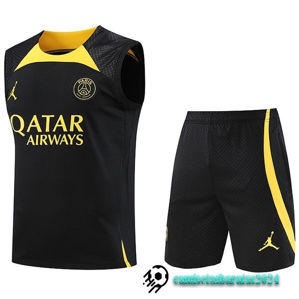 Replicas Entrenamiento Sin Mangas Conjunto Completo Paris Saint Germain 2023 2024 Negro I Amarillo