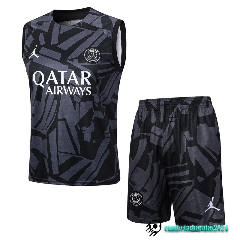 Replicas Entrenamiento Sin Mangas Conjunto Completo Paris Saint Germain 2023 2024 Negro I Gris