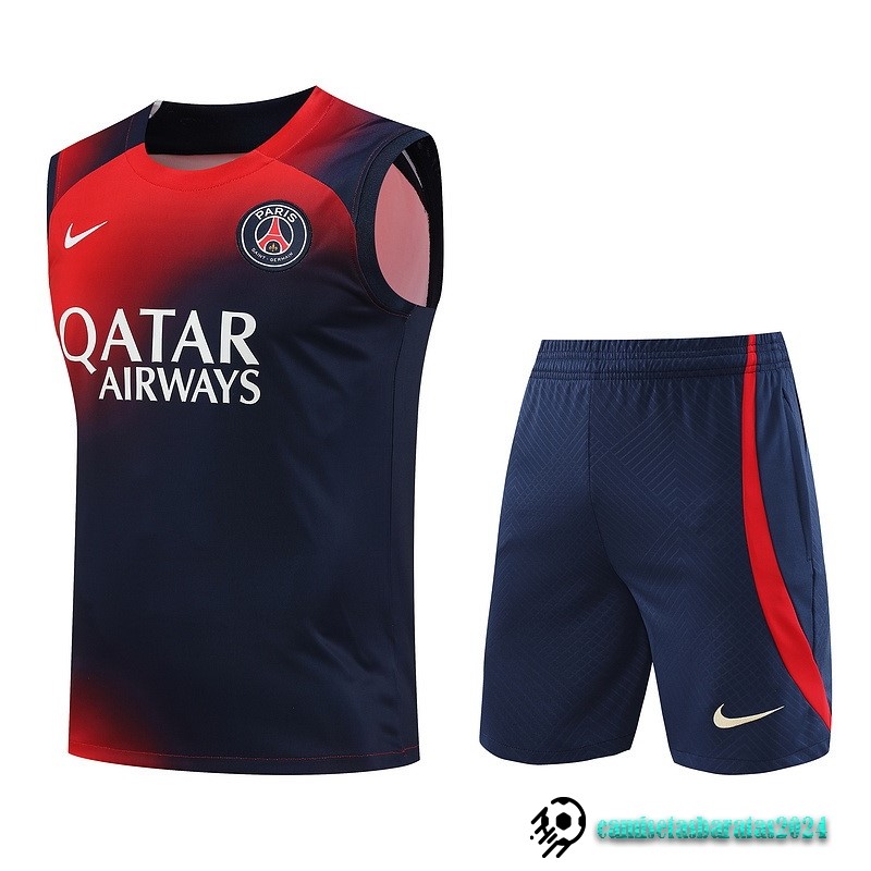 Replicas Entrenamiento Sin Mangas Conjunto Completo Paris Saint Germain 2023 2024 Rojo Azul