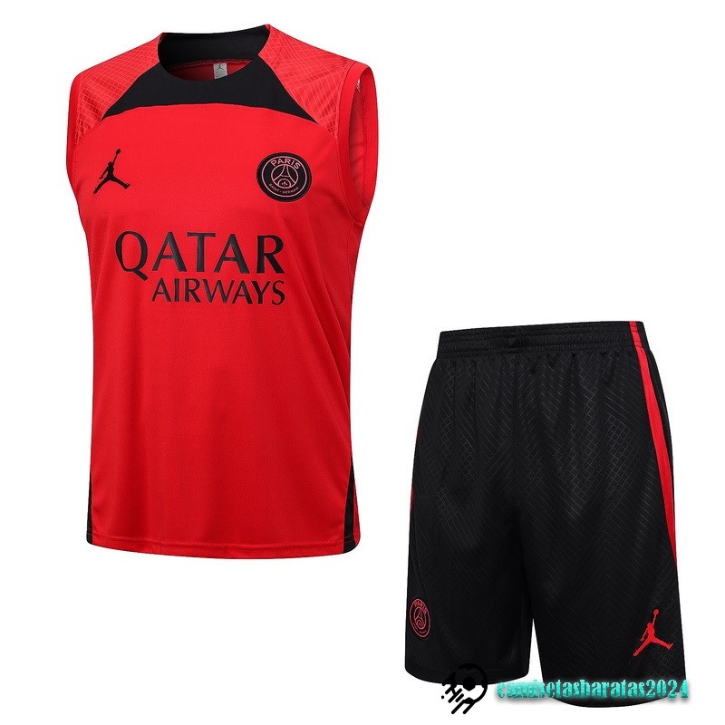 Replicas Entrenamiento Sin Mangas Conjunto Completo Paris Saint Germain 2023 2024 Rojo I Negro