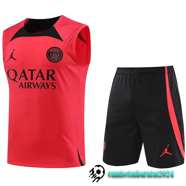 Replicas Entrenamiento Sin Mangas Conjunto Completo Paris Saint Germain 2023 2024 Rojo Negro