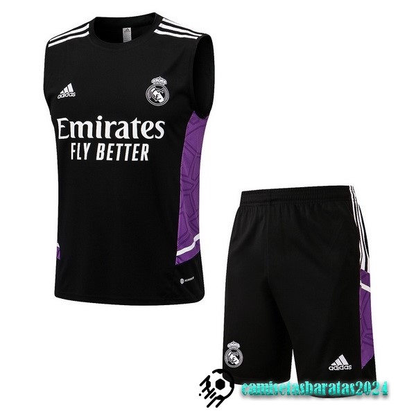 Replicas Entrenamiento Sin Mangas Conjunto Completo Real Madrid 2022 2023 Negro Purpura