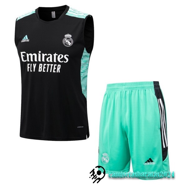 Replicas Entrenamiento Sin Mangas Conjunto Completo Real Madrid 2022 2023 Negro Verde