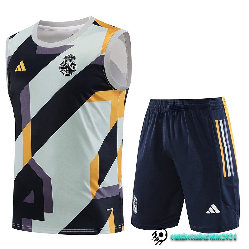 Replicas Entrenamiento Sin Mangas Conjunto Completo Real Madrid 2023 2024 Blanco Purpura I Azul