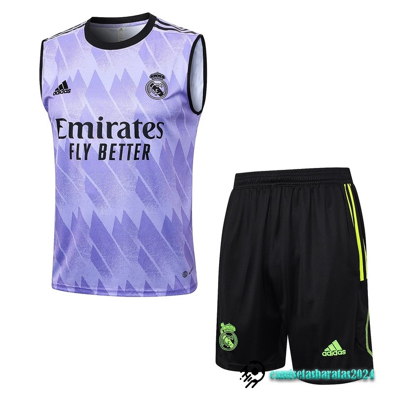 Replicas Entrenamiento Sin Mangas Conjunto Completo Real Madrid 2023 2024 Purpura Negro Verde