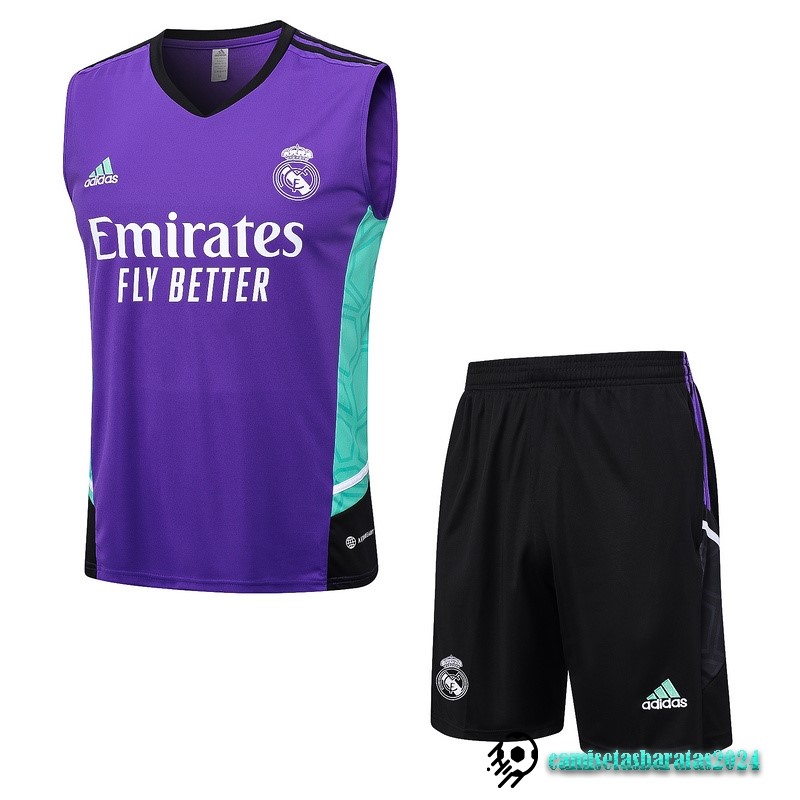 Replicas Entrenamiento Sin Mangas Conjunto Completo Real Madrid 2023 2024 Purpura Verde