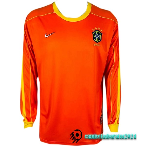 Replicas Manga Larga Portero Brasil Retro 1998 Naranja