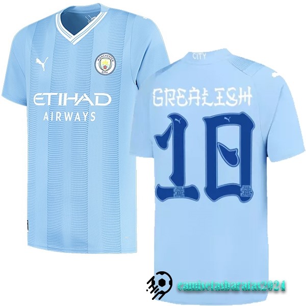 Replicas NO.10 Grealish Casa Camiseta Manchester City 2023 2024 Azul