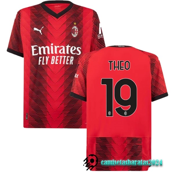 Replicas NO.19 Theo Tailandia Casa Camiseta AC Milan 2023 2024 Rojo