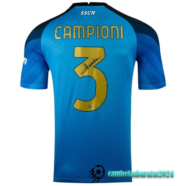 Replicas NO.3 Campioni Jugadores Casa Camiseta Napoli 2022 2023 Azul