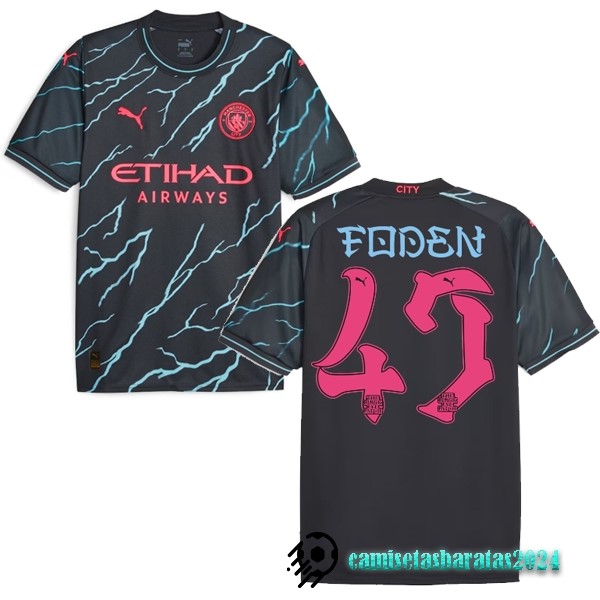 Replicas NO.47 Foden Tercera Camiseta Manchester City 2023 2024 Negro