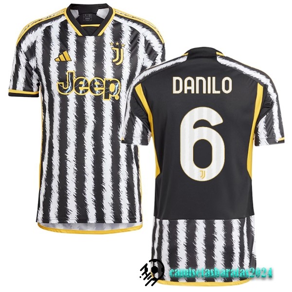 Replicas NO.6 Danilo Tailandia Casa Camiseta Juventus 2023 2024 Amarillo Negro