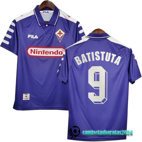 Replicas NO.9 Batistuta Casa Camiseta Fiorentina Retro 1998 1999 Purpura