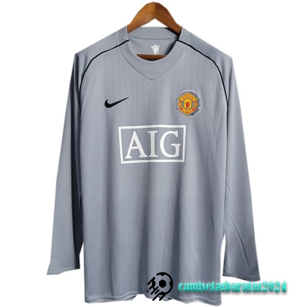 Replicas Portero Manga Larga Manchester United Retro 2007 2008 Gris