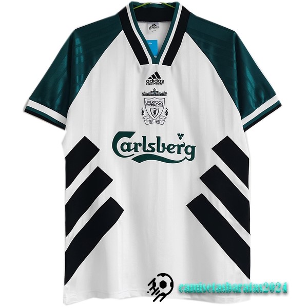 Replicas Segunda Camiseta Liverpool Retro 1993 1995 Blanco Verde