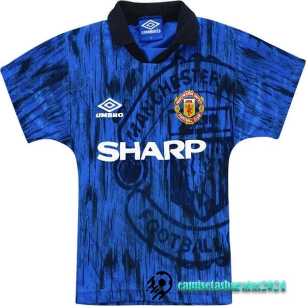 Replicas Segunda Camiseta Manchester United Retro 1992 1993 Azul Marino