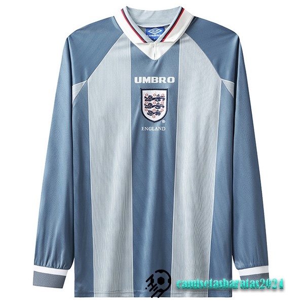 Replicas Segunda Camiseta Manga Larga Inglaterra Retro 1996 Azul