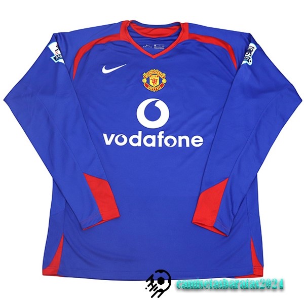 Replicas Segunda Camiseta Manga Larga Manchester United Retro 2005 2006 Azul