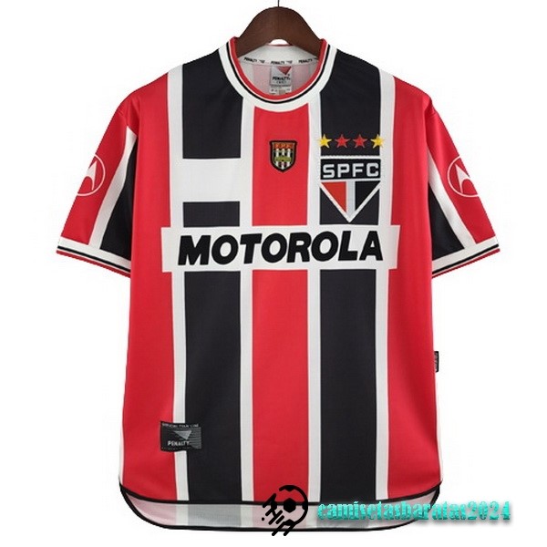 Replicas Segunda Camiseta São Paulo Retro 2000 Rojo Negro