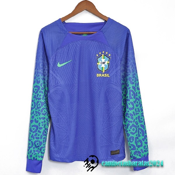 Replicas Segunda Jugadores Manga Larga Brasil 2022 Azul