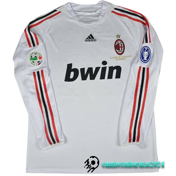 Replicas Segunda Manga Larga AC Milan Retro 2008 2009 Blanco