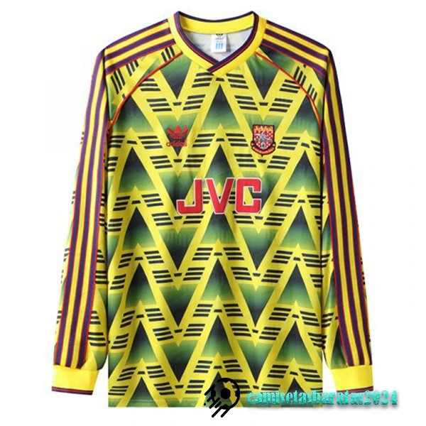 Replicas Segunda Manga Larga Arsenal Retro 1991 1993 Amarillo