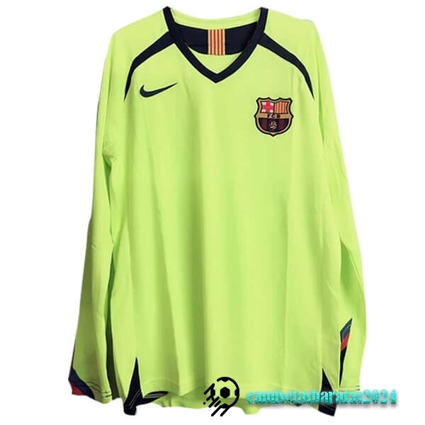 Replicas Segunda Manga Larga Barcelona Retro 2005 2006 Amarillo