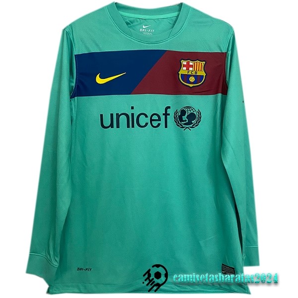 Replicas Segunda Manga Larga Barcelona Retro 2010 2011 Verde