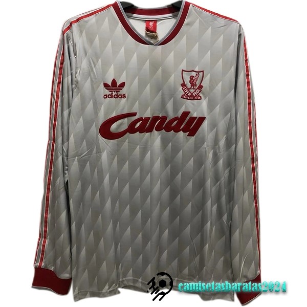 Replicas Segunda Manga Larga Liverpool Retro 1989 1991 Gris