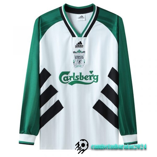 Replicas Segunda Manga Larga Liverpool Retro 1993 1995 Blanco