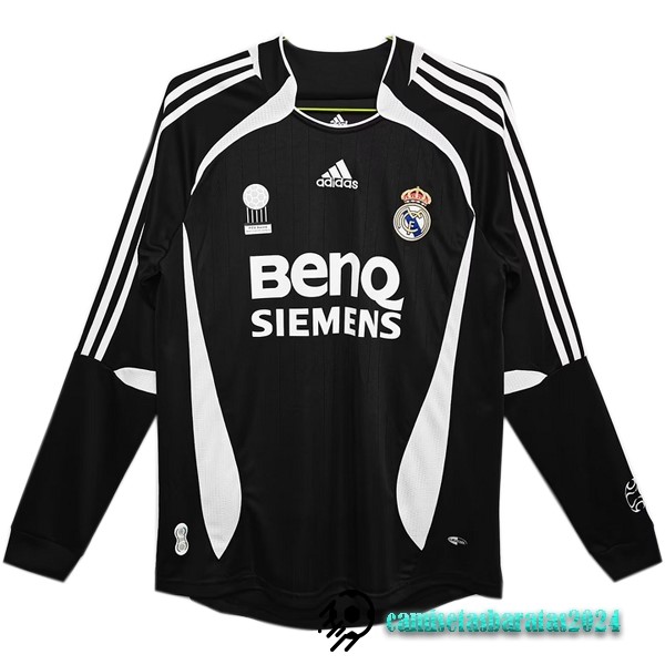 Replicas Segunda Manga Larga Real Madrid Retro 2006 2007 Negro