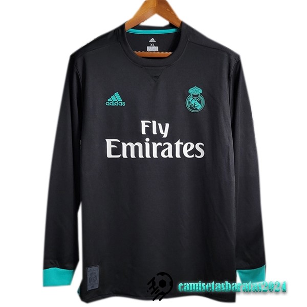 Replicas Segunda Manga Larga Real Madrid Retro 2017 2018 Negro