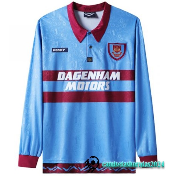 Replicas Segunda Manga Larga West Ham United Retro 1995 1997 Azul