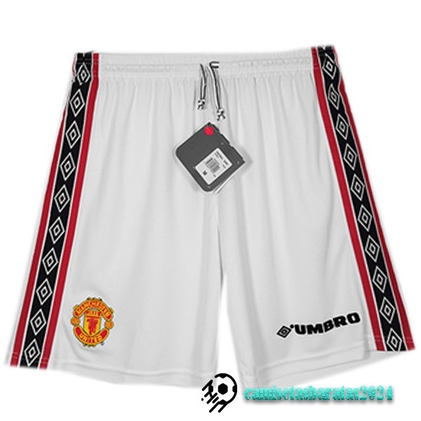 Replicas Segunda Pantalones Manchester United Retro 1998 1999 Blanco