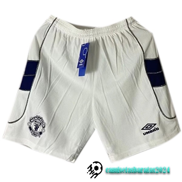 Replicas Segunda Pantalones Manchester United Retro 2000 2001 Blanco