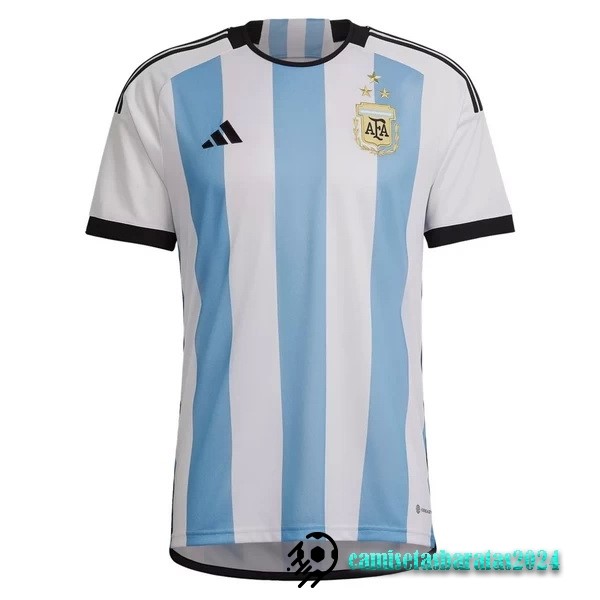 Replicas Tailandia Casa Camiseta Argentina 3 Stars 2022 Azul Blanco