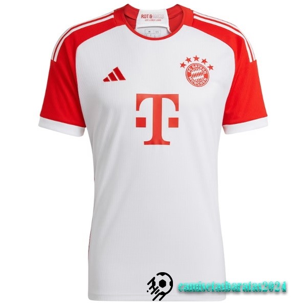 Replicas Tailandia Casa Camiseta Bayern Múnich 2023 2024 Blanco Rojo