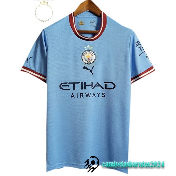 Replicas Tailandia Casa Campeón Camiseta Manchester City 2022 2023 Azul