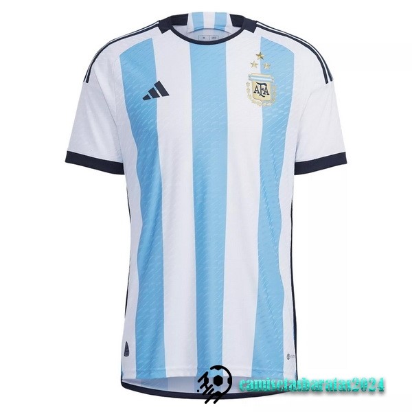 Replicas Tailandia Casa Jugadores Camiseta Argentina 3 Stars 2022 Azul Blanco