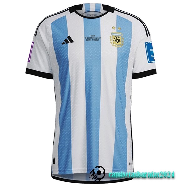 Replicas Tailandia Casa Jugadores Camiseta Argentina Finales 2022 Azul Blanco