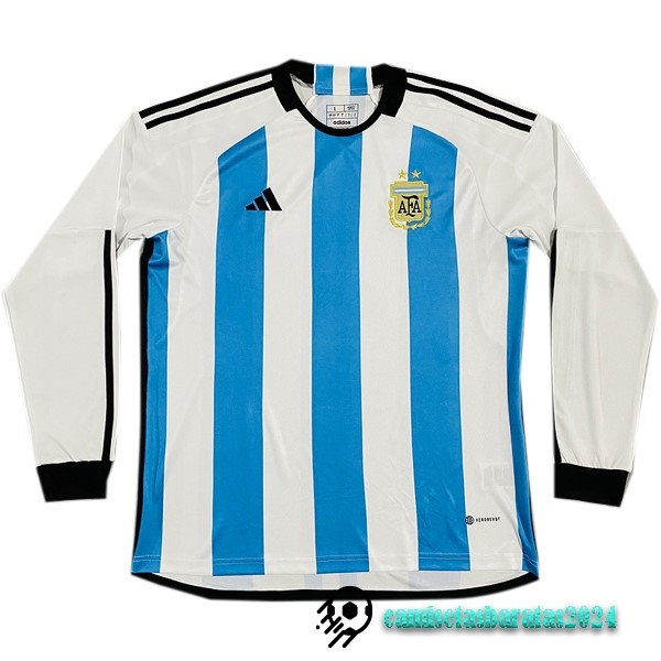 Replicas Tailandia Casa Manga Larga Argentina 2022 Blanco Azul