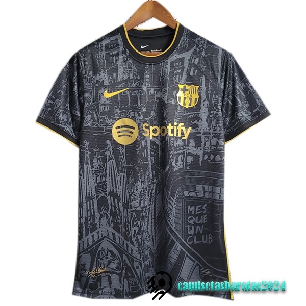 Replicas Tailandia Especial Camiseta Barcelona 2023 2024 Negro I Amarillo