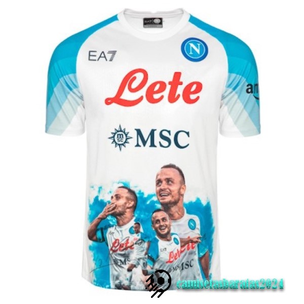 Replicas Tailandia Especial Camiseta Napoli 2023 2024 Blanco IIII Azul