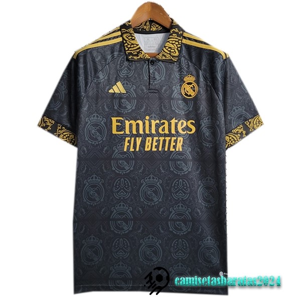 Replicas Tailandia Especial Camiseta Real Madrid 2023 2024 Negro Amarillo