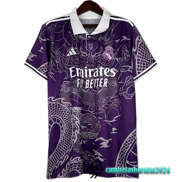 Replicas Tailandia Especial Camiseta Real Madrid 2023 2024 Purpura Blanco